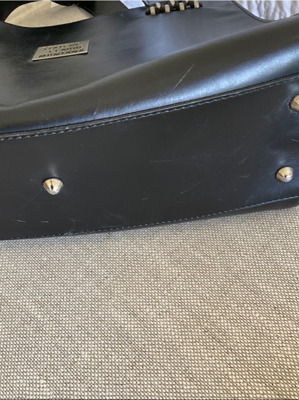 State of Claude Montana Black Leather Tote Bag - Picture 13 of 15